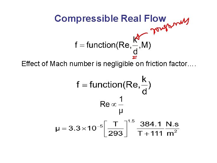 Compressible Real Flow Effect of Mach number is negligible on friction factor…. 