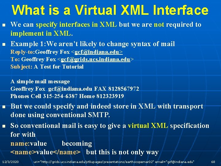 What is a Virtual XML Interface n n We can specify interfaces in XML