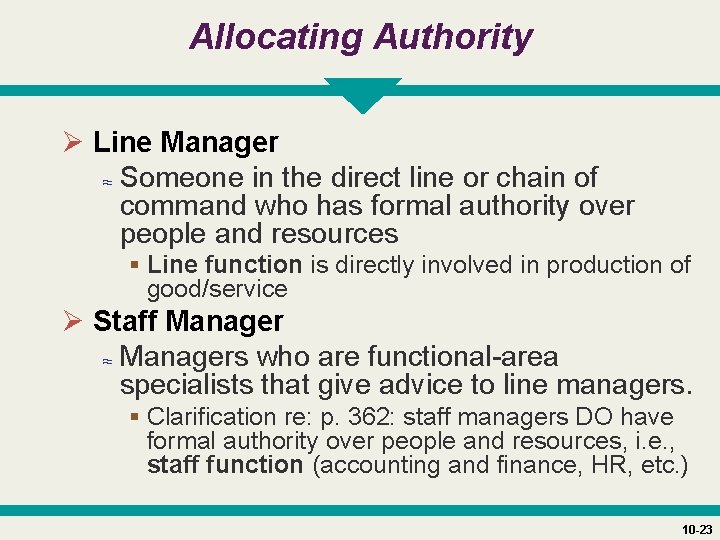 Allocating Authority Ø Line Manager ≈ Someone in the direct line or chain of