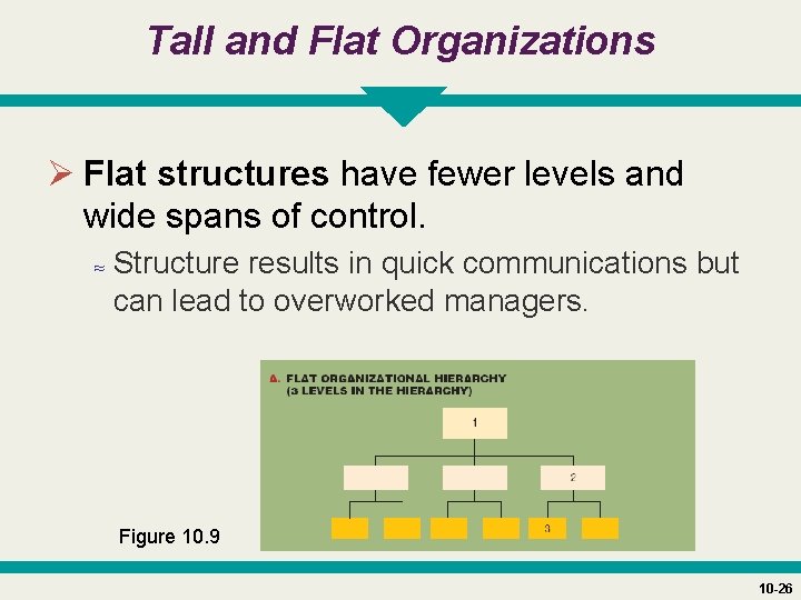 Tall and Flat Organizations Ø Flat structures have fewer levels and wide spans of