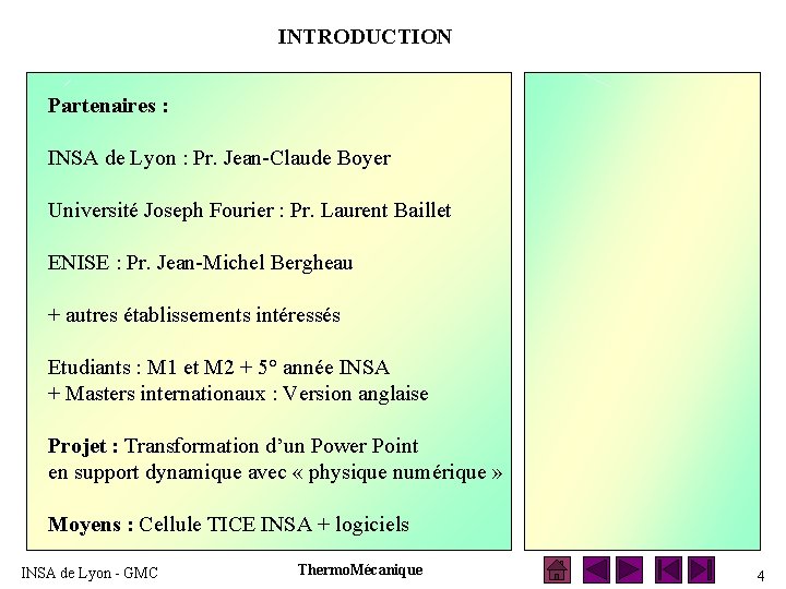 INTRODUCTION Partenaires : INSA de Lyon : Pr. Jean-Claude Boyer Université Joseph Fourier :