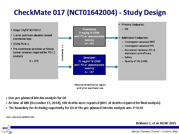 Check. Mate 017 (NCT 01642004) - Study Design • Stage IIIb/IV SQ NSCLC •