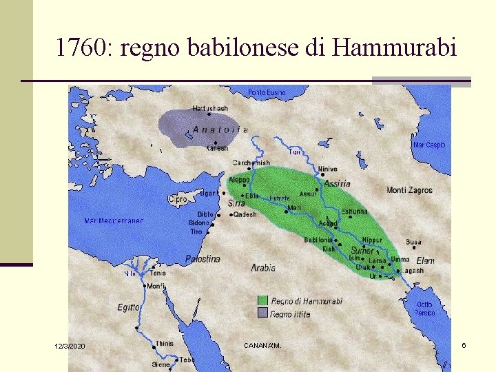 1760: regno babilonese di Hammurabi 12/3/2020 CANANA'M. 6 