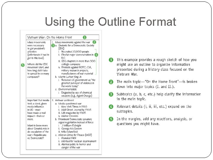 Using the Outline Format Using the Outline Format