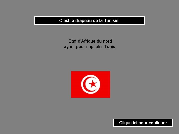 C’est le drapeau de la Tunisie. État d’Afrique du nord ayant pour capitale: Tunis.