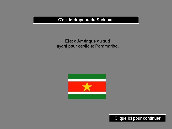 C’est le drapeau du Surinam. État d’Amérique du sud ayant pour capitale: Paramaribo. Clique