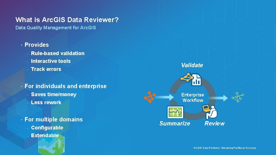 What is Arc. GIS Data Reviewer? Data Quality Management for Arc. GIS • •