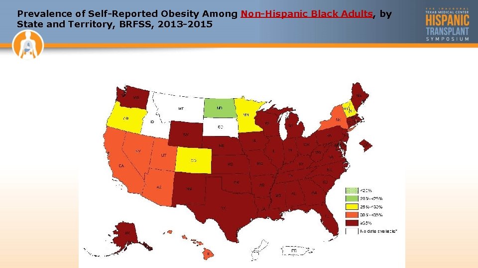 Prevalence of Self-Reported Obesity Among Non-Hispanic Black Adults, by State and Territory, BRFSS, 2013