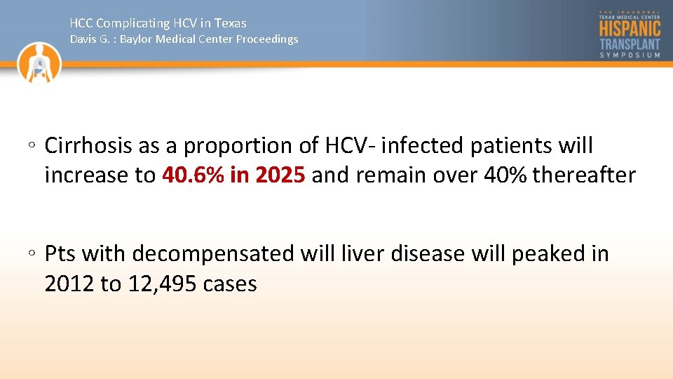 HCC Complicating HCV in Texas Davis G. : Baylor Medical Center Proceedings ◦ Cirrhosis