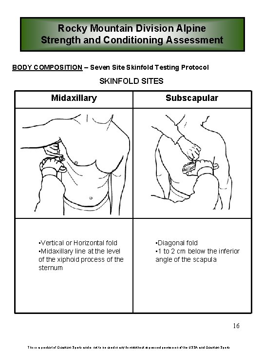 Rocky Mountain Division Alpine Strength and Conditioning Assessment BODY COMPOSITION – Seven Site Skinfold