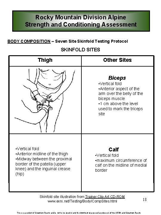 Rocky Mountain Division Alpine Strength and Conditioning Assessment BODY COMPOSITION – Seven Site Skinfold