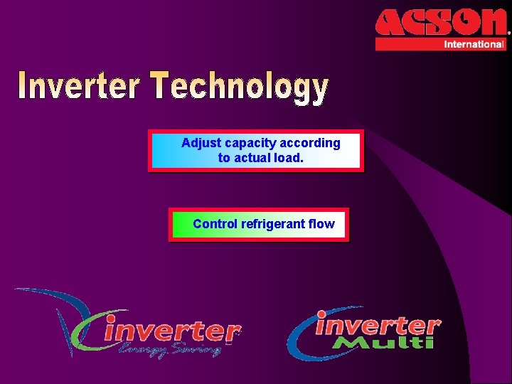 Adjust capacity according to actual load. Control refrigerant flow 