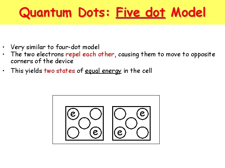 Quantum Dots: Five dot Model • Very similar to four-dot model • The two