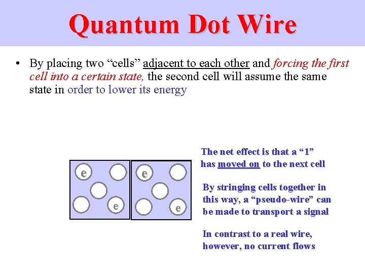 Quantum Dot Wire • By placing two “cells” adjacent to each other and forcing