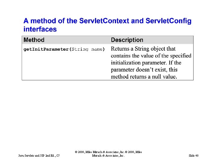 Java Servlets and JSP 2 nd Ed. , C 7 © 2008, Mike Murach