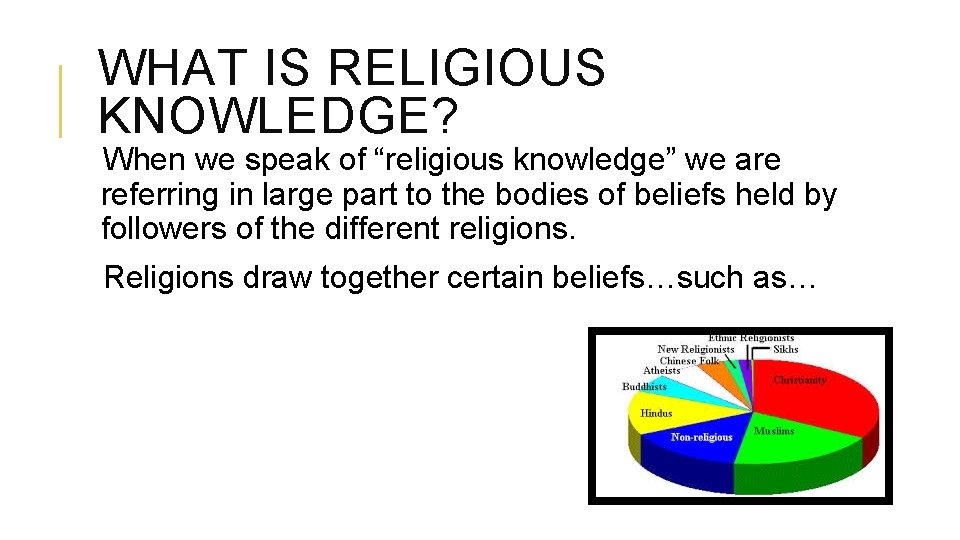 WHAT IS RELIGIOUS KNOWLEDGE? When we speak of “religious knowledge” we are referring in