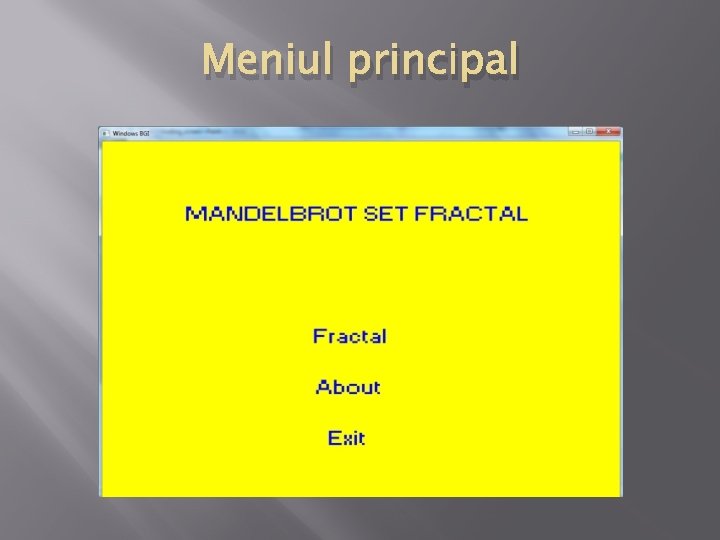 Meniul principal 