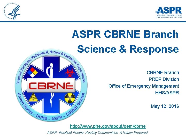 ASPR CBRNE Branch Science & Response CBRNE Branch PREP Division Office of Emergency Management
