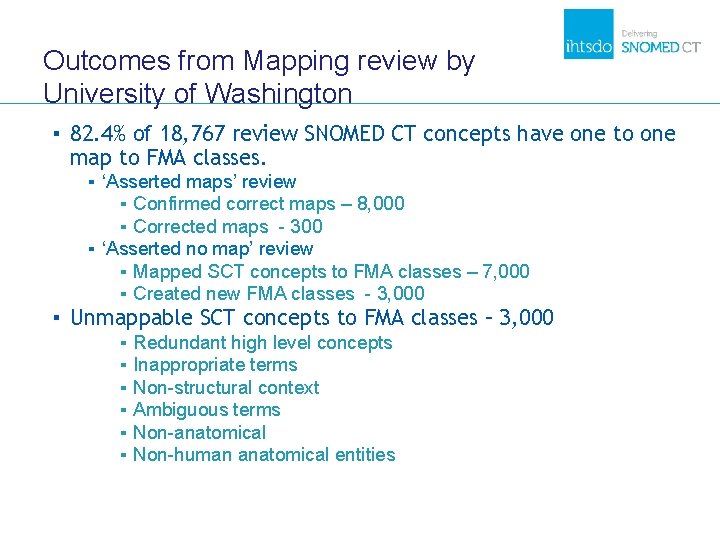 Outcomes from Mapping review by University of Washington ▪ 82. 4% of 18, 767 Outcomes from Mapping review by University of Washington ▪ 82. 4% of 18, 767