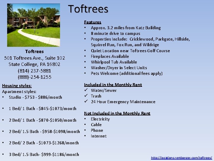 Toftrees 501 Toftrees Ave. , Suite 102 State College, PA 16802 (814) 237 -5881 Toftrees 501 Toftrees Ave. , Suite 102 State College, PA 16802 (814) 237 -5881