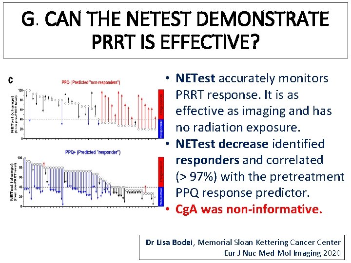 G. CAN THE NETEST DEMONSTRATE PRRT IS EFFECTIVE? • NETest accurately monitors PRRT response.