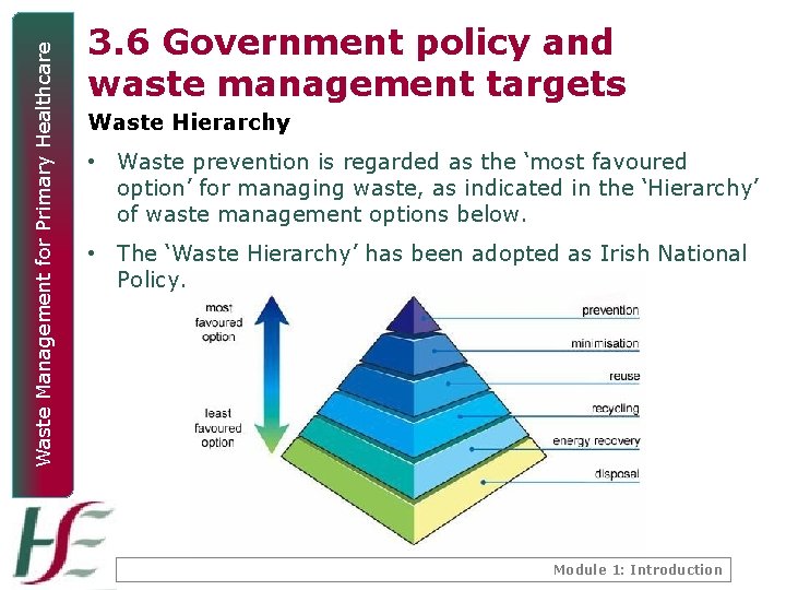 Waste Management for Primary Healthcare 3. 6 Government policy and waste management targets Waste