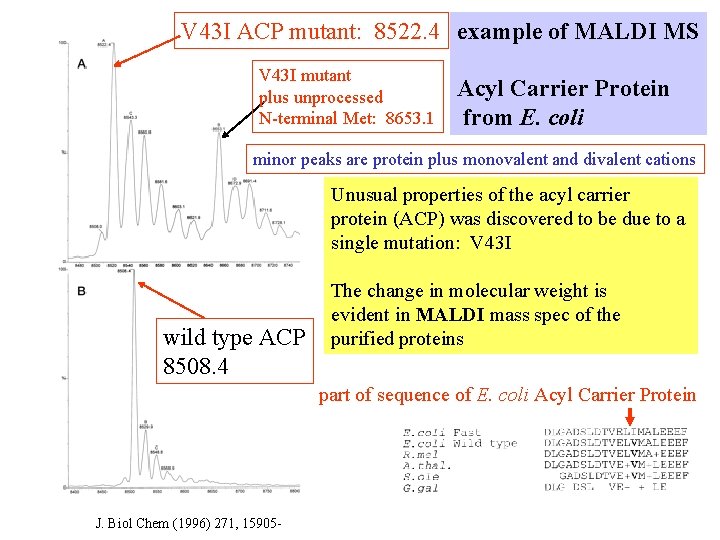 V 43 I ACP mutant: 8522. 4 example of MALDI MS V 43 I