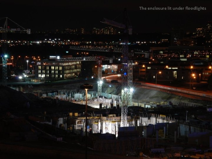 The enclosure lit under floodlights The enclosure lit under floodlights