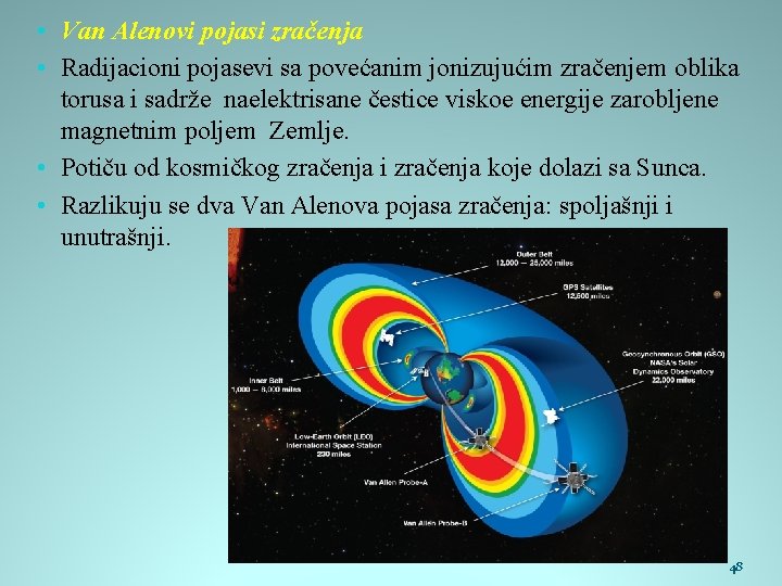  • Van Alenovi pojasi zračenja • Radijacioni pojasevi sa povećanim jonizujućim zračenjem oblika