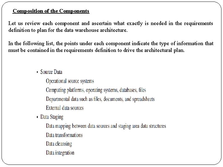 Composition of the Components Let us review each component and ascertain what exactly is