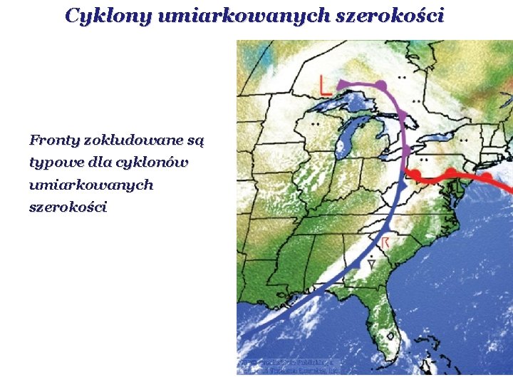Cyklony umiarkowanych szerokości Fronty zokludowane są typowe dla cyklonów umiarkowanych szerokości Cyklony umiarkowanych szerokości Fronty zokludowane są typowe dla cyklonów umiarkowanych szerokości