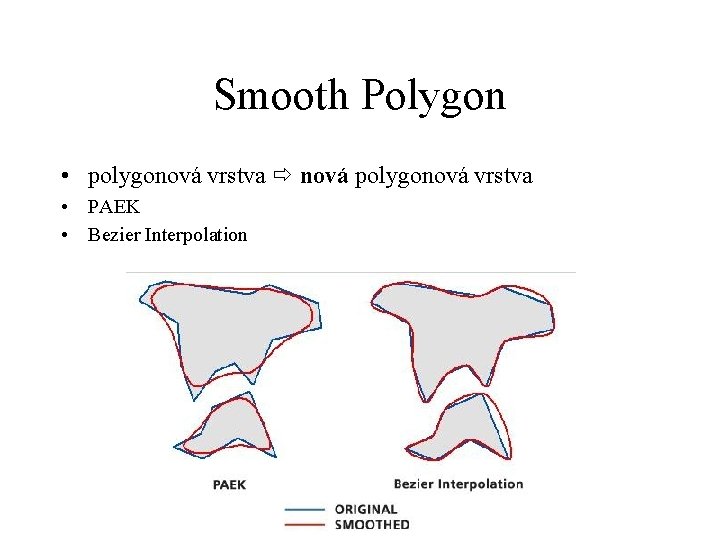 Smooth Polygon • polygonová vrstva nová polygonová vrstva • PAEK • Bezier Interpolation 