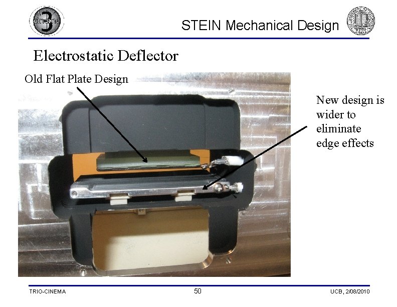 STEIN Mechanical Design Electrostatic Deflector Old Flat Plate Design New design is wider to