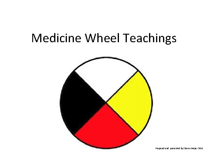 Medicine Wheel Teachings Prepared and presented by Sharon Meyer 2014 