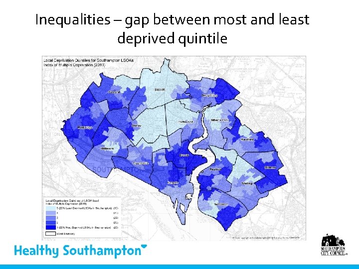 Inequalities – gap between most and least deprived quintile 