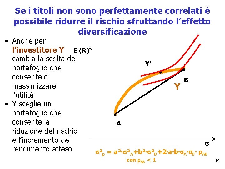 Se i titoli non sono perfettamente correlati è possibile ridurre il rischio sfruttando l’effetto