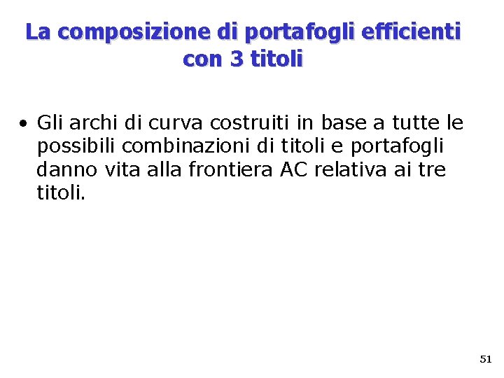La composizione di portafogli efficienti con 3 titoli • Gli archi di curva costruiti