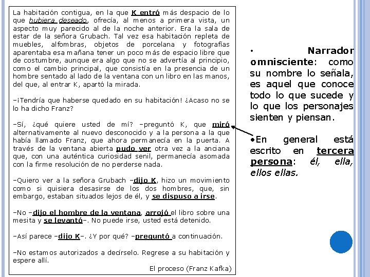 La habitación contigua, en la que K entró más despacio de lo que hubiera