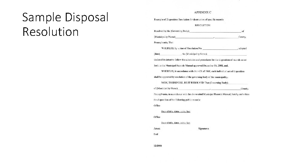 Sample Disposal Resolution 