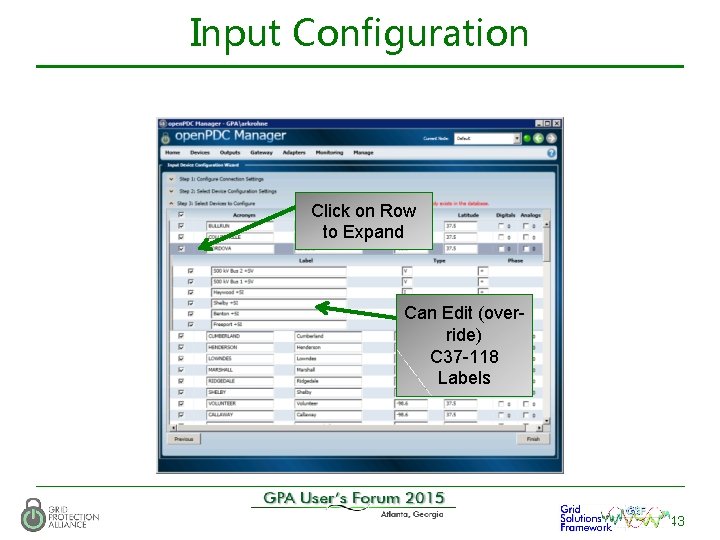 Input Configuration Click on Row to Expand Can Edit (override) C 37 -118 Labels