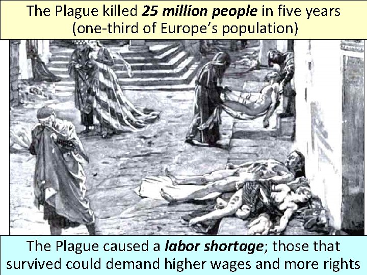 The Plague killed 25 million people in five years (one-third of Europe’s population) The