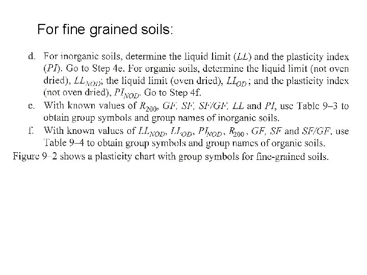 For fine grained soils: 