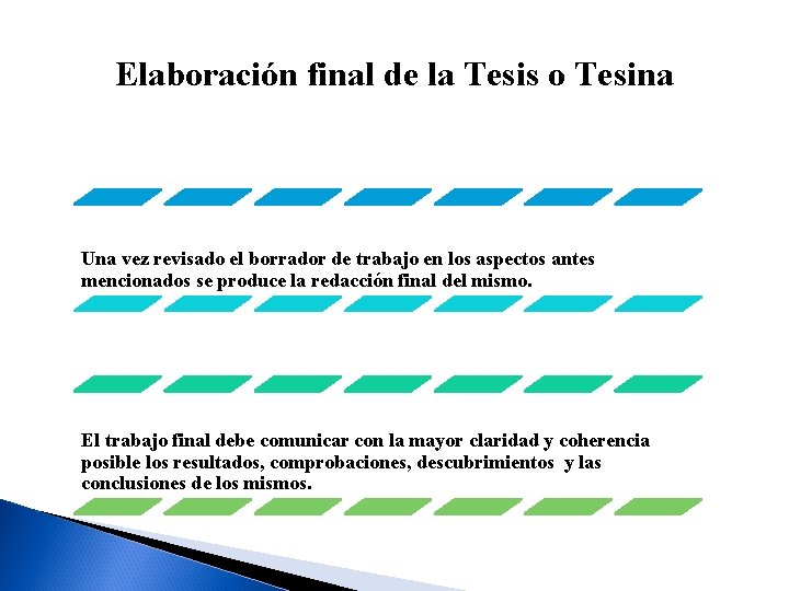 Elaboración final de la Tesis o Tesina Una vez revisado el borrador de trabajo