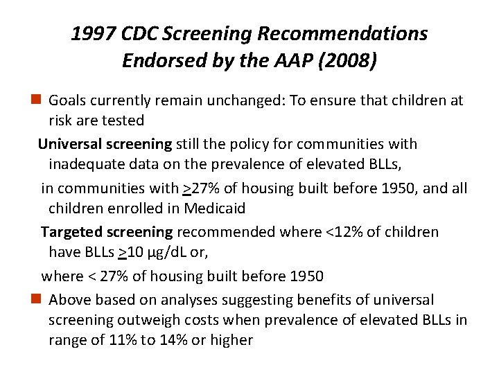 Lead Poisoning in Children Whats new about an