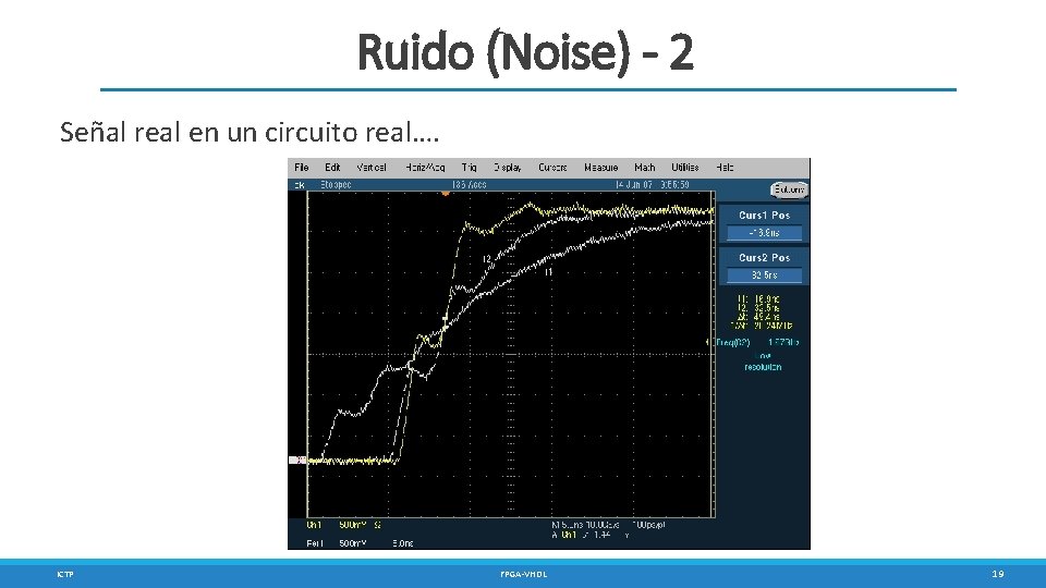 Ruido (Noise) - 2 Señal real en un circuito real…. ICTP FPGA-VHDL 19 