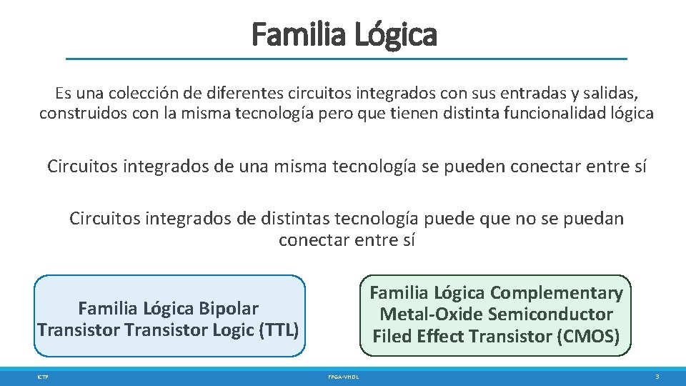 Familia Lógica Es una colección de diferentes circuitos integrados con sus entradas y salidas,