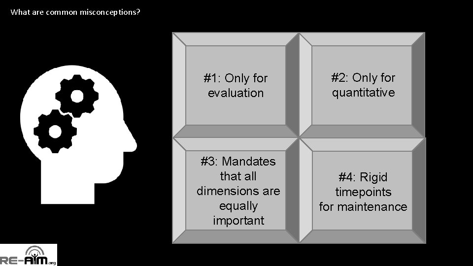 What are common misconceptions? #1: Only for evaluation #2: Only for quantitative #3: Mandates