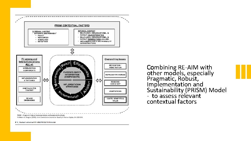 Combining RE-AIM with other models, especially Pragmatic, Robust, Implementation and Sustainability (PRISM) Model -