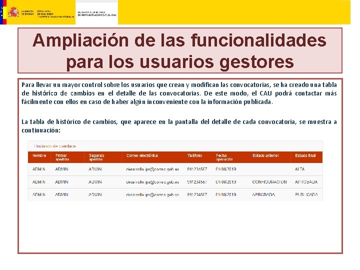 Ampliación de las funcionalidades para los usuarios gestores Para llevar un mayor control sobre