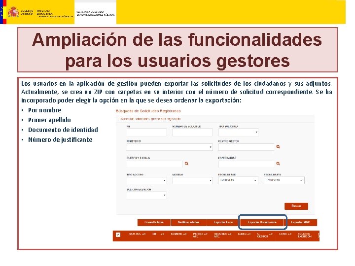 Ampliación de las funcionalidades para los usuarios gestores Los usuarios en la aplicación de